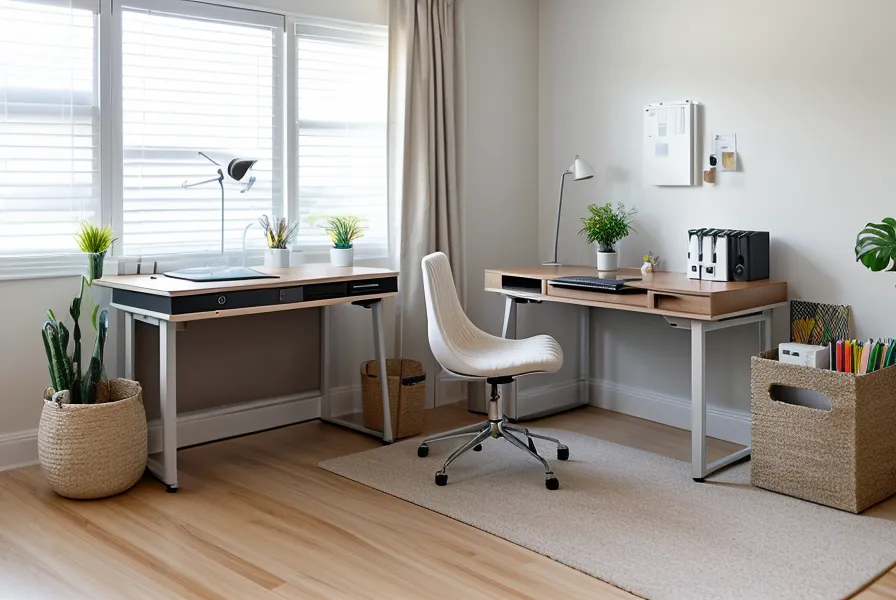 Modernes Home-Office-Setup mit Mikrofon und schlafendem Hund im Hintergrund.