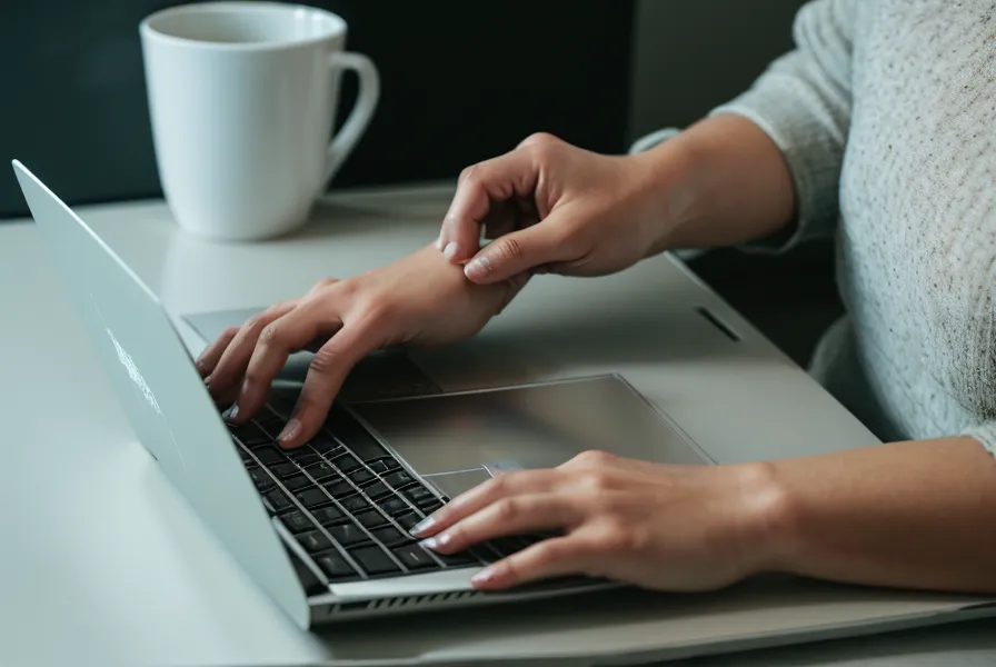 Nahaufnahme eines Laptops bei einer Datenmigration mit einer Tasse Kaffee daneben.