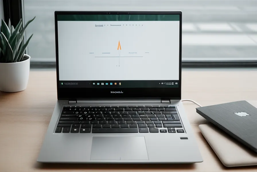 Nahaufnahme eines Laptops mit Landingpage-Editor und auffälligem Kaufbutton für eine saisonale Verkaufsseite im Online-Marketing